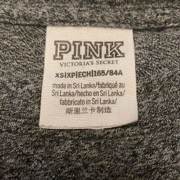PINK Victoria Secret everyday long sleeve T shirt gray XS Hawaiian flowers - Picture 4 of 10